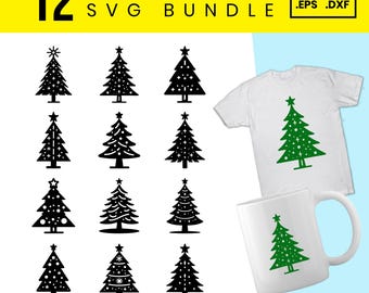 Christmas Tree SVG Bundle: 12 Festive Holiday Designs (Digital Download)