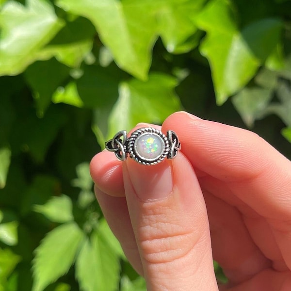 Dainty Opal Sterling Silver Ring