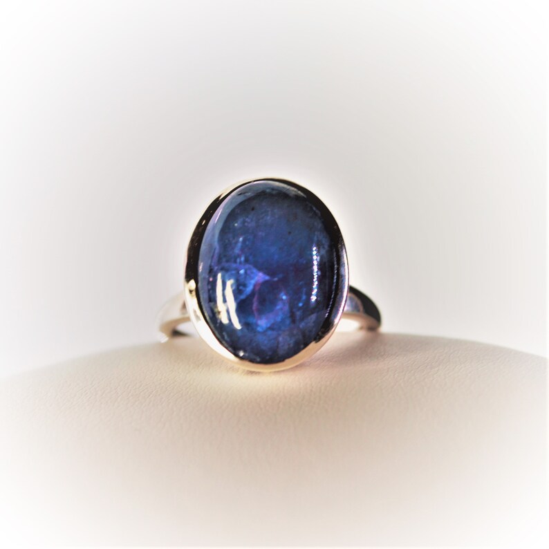 925 Sterling Silver Ring Tanzanite Cabochon