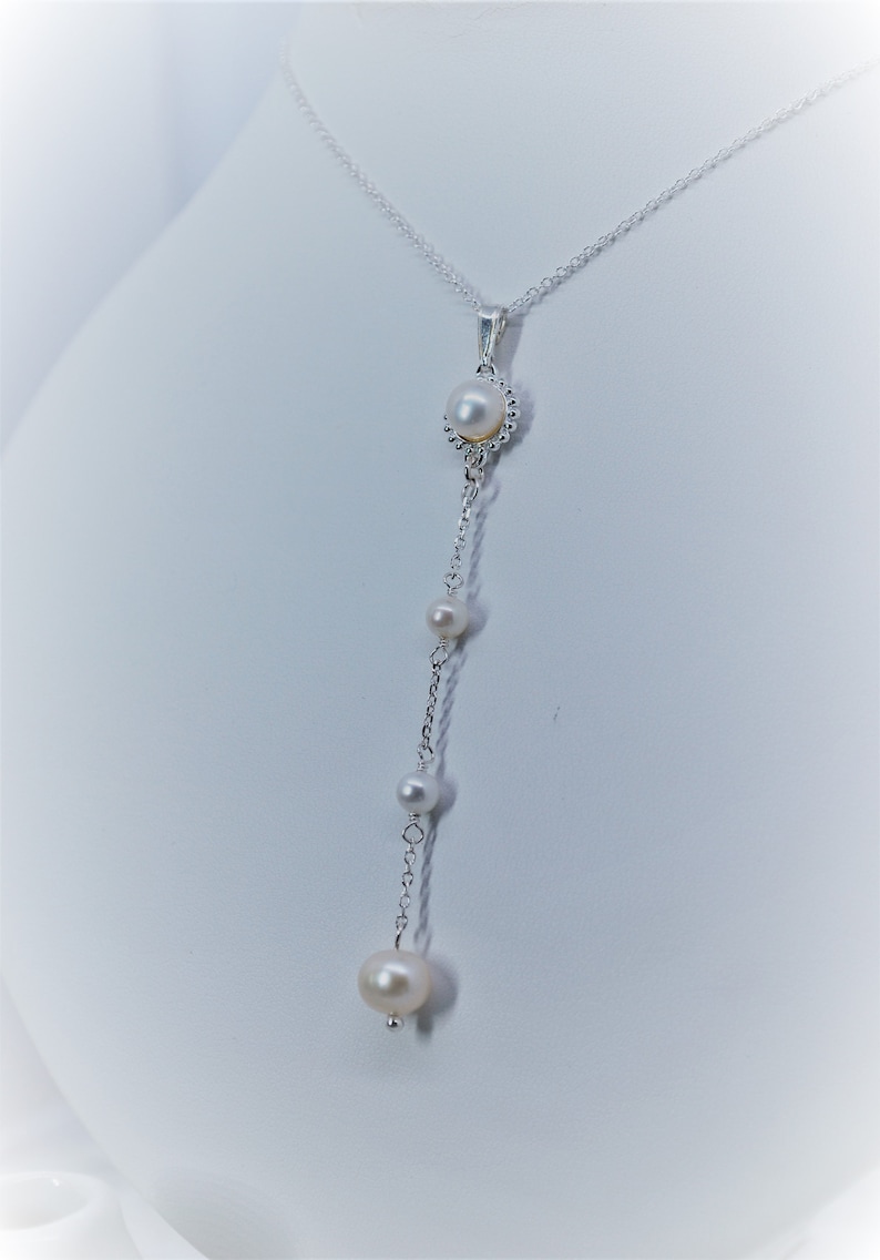 925 Sterling Silver Freshwater Pearl Drop Pendant Necklace