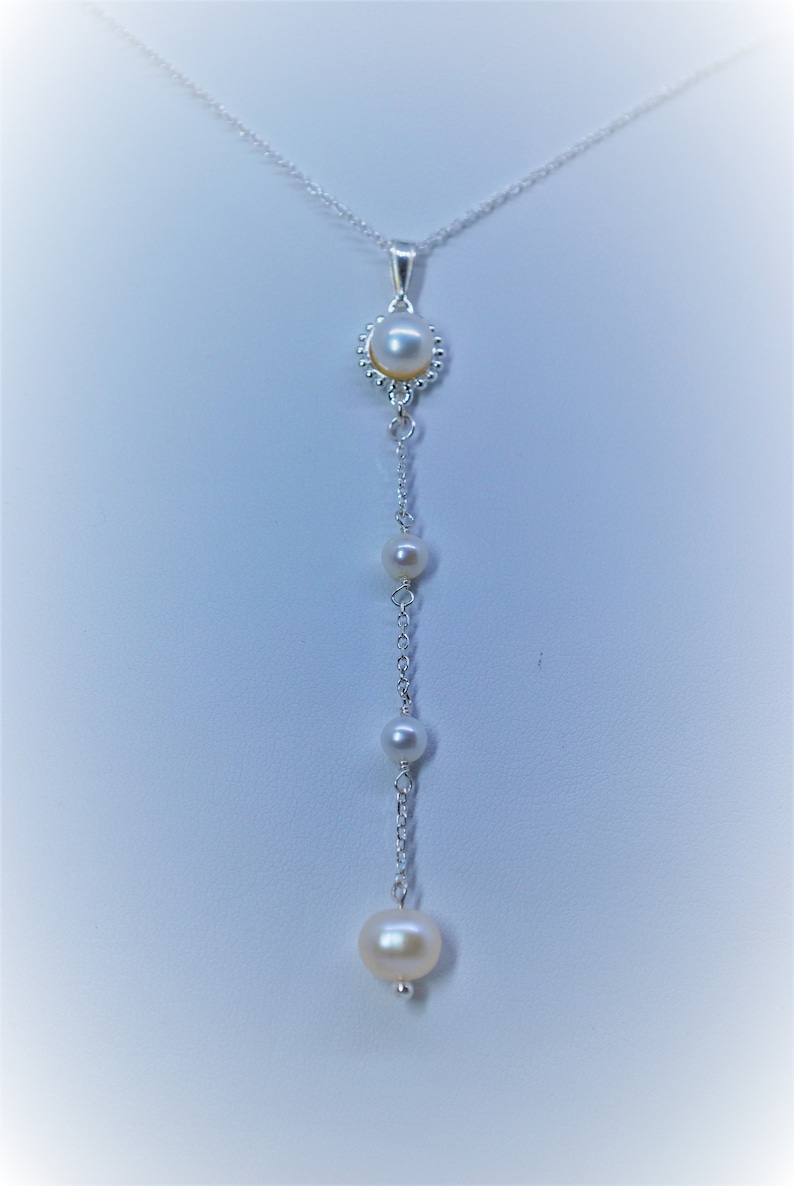 925 Sterling Silver Freshwater Pearl Drop Pendant Necklace