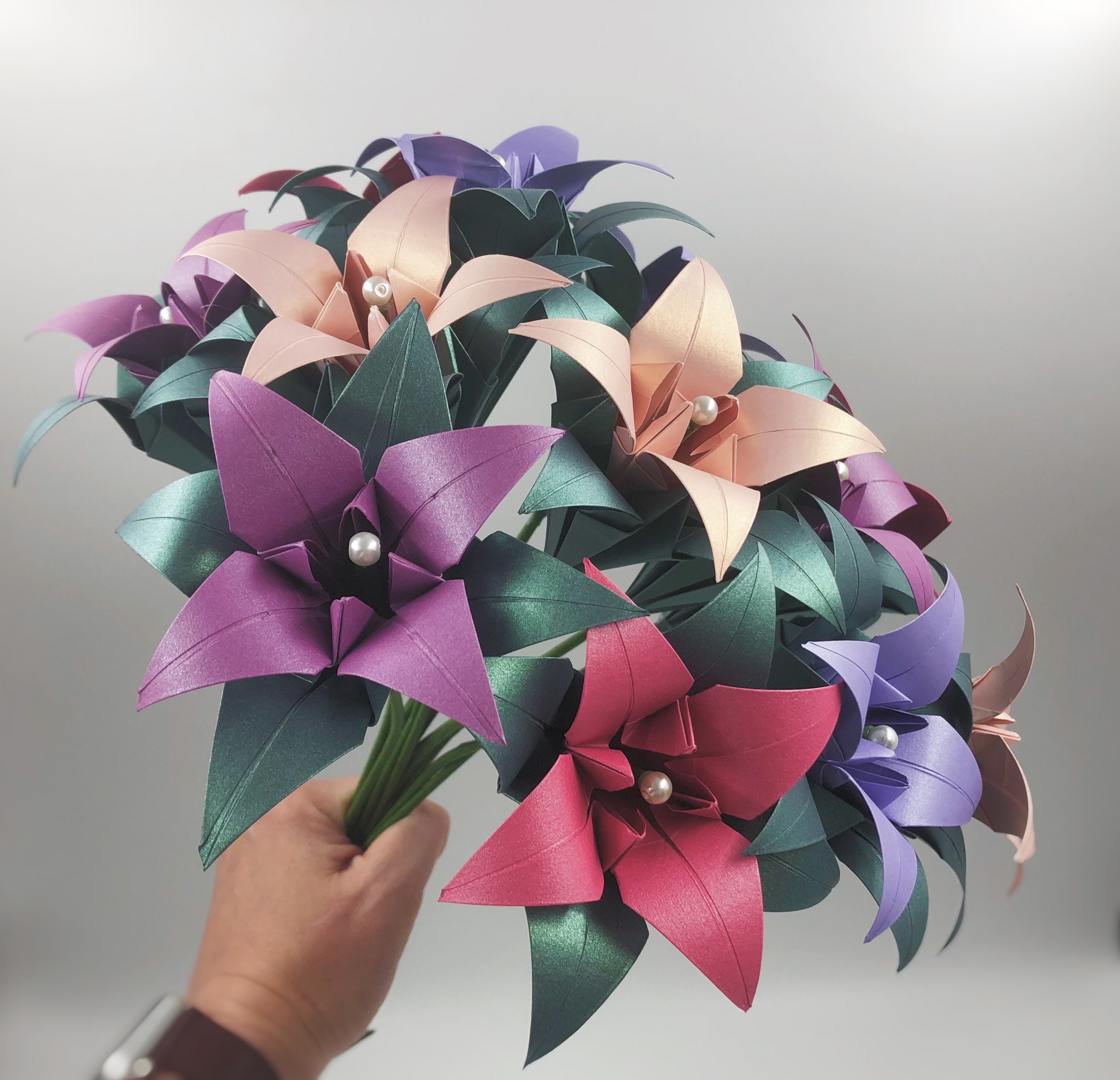 Luxury Bouquet of Origami Lilies Etsy