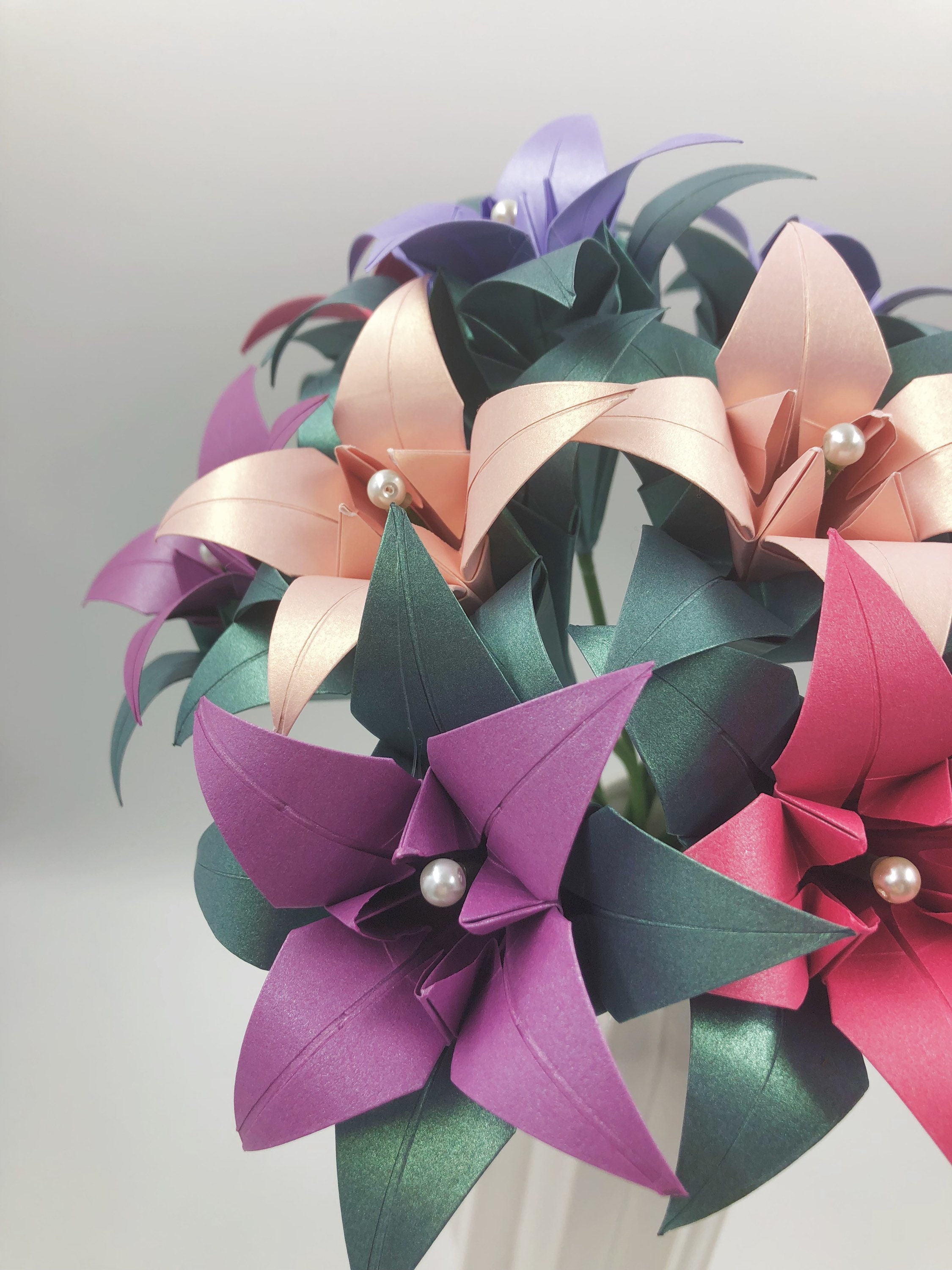 Luxury Bouquet of Origami Lilies Etsy