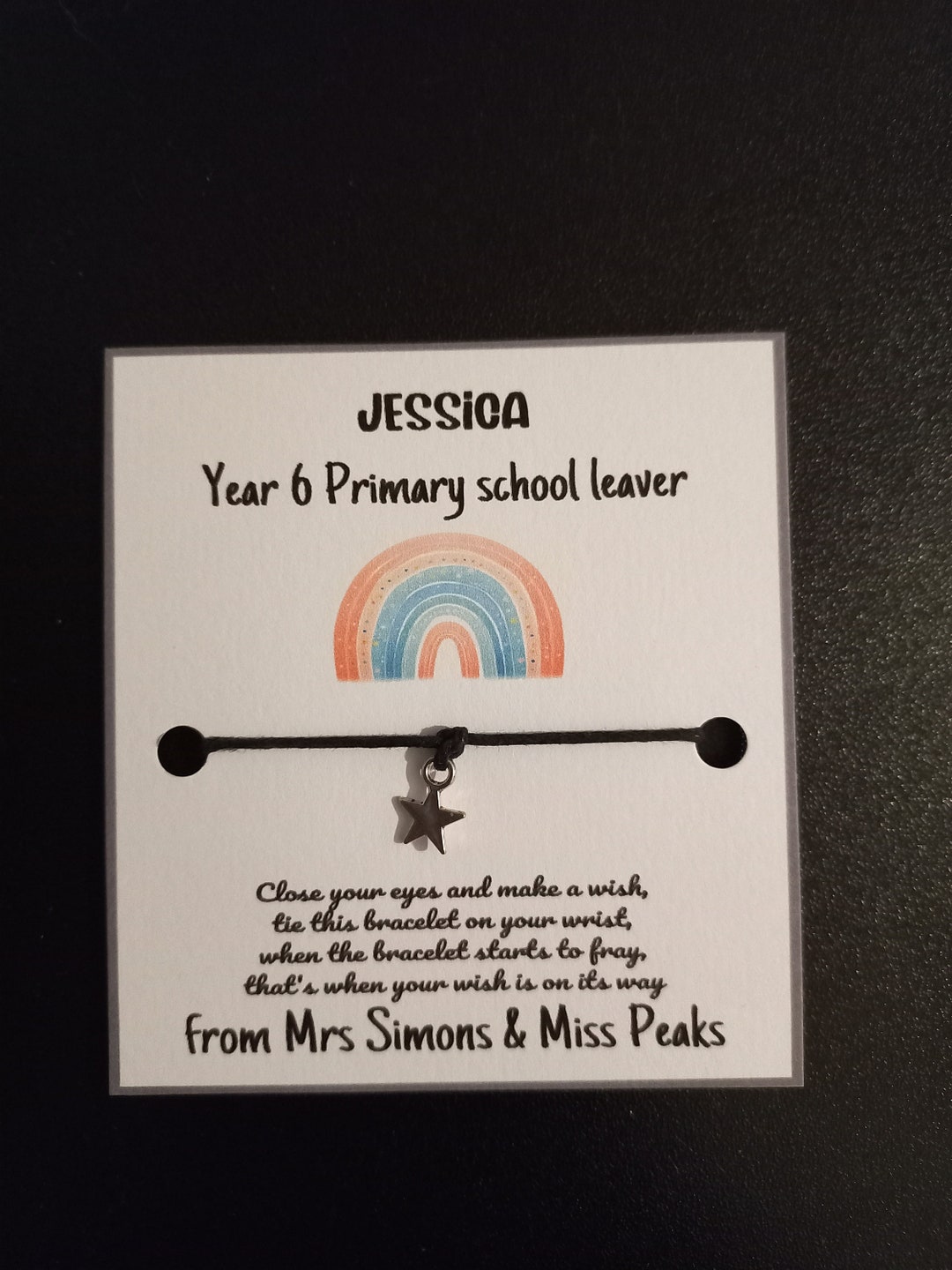 10, 20, 30 Personalised Rainbow School Leaver Wish Bracelets End of ...
