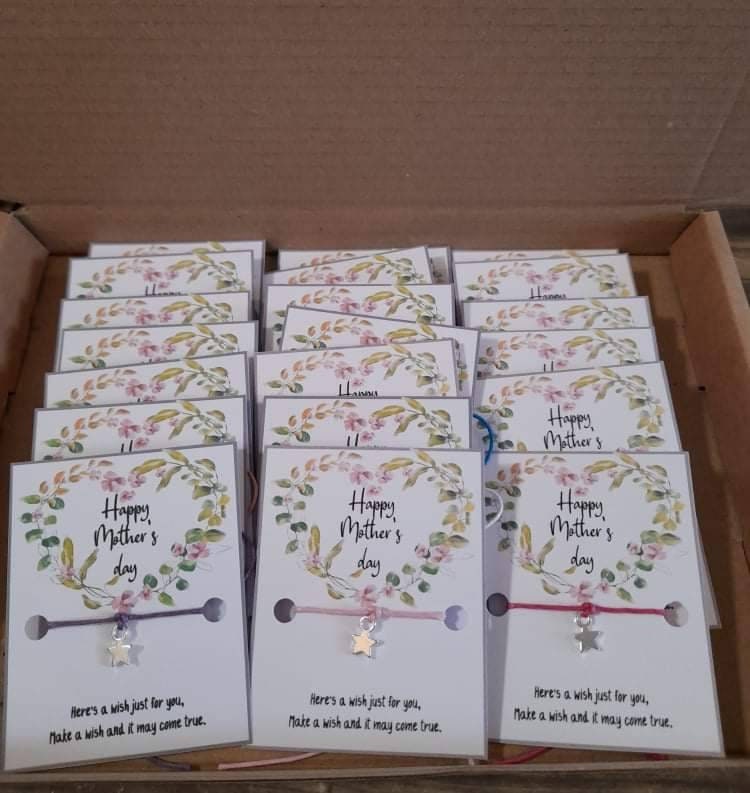 5, 10, 20, 30, 50, 100 happy mother's day wish bracelets, gifts for mum, resale, Keepsake, Bulk, Wholesale, Pta, stalls, Fundraising