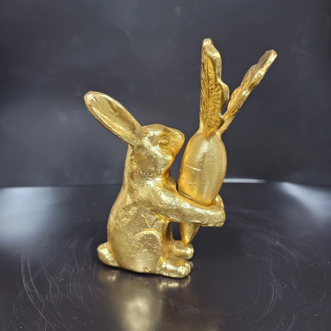 Gold Bunny|easter Bunny With Carrot|easter Decor|preium Easter Decor - Etsy