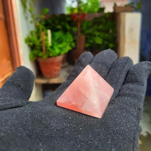 Handmade Rose Quartz Pyramid, Gemstone Pyramid, Small Pyramid Statue, Healing Crystal Pyramid, Quartz Pyramid, Rose Quartz Crystal Pyramid