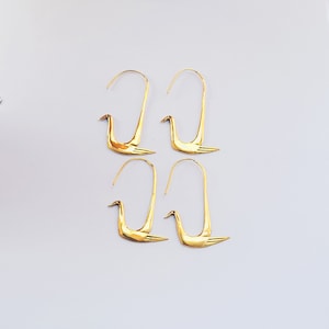 Einzigartige Enten Gold Ohrringe, Versprechen Ohrringe, Vergoldete Ohrringe, Frauen Schmuck, gut aussehende Ohrringe, Weihnachtsohrringe, Tier Ente