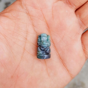 Handmade Green Emerald Ganesha, Ganesh Figurines, Natural Emerald Ganesh Carved Idol, Temple Statue, Room Pooja, Perfect Gift For Her & Him