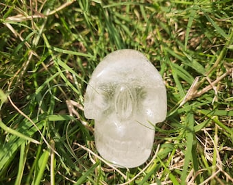 Clear Crystal Quartz Skull Sculpture, Master Healer, Home Decor, Natural Quartz Skull Carving Statue, Skull Gemstone Statue, Decor Gift For