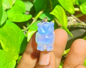 Opal Owl Pendant, Carved Crystal Owl Charm, Healing Stone Jewelry, Owl Gemstone Pendant, Birthday Gift Pendant, Women Men Pendant,Good Look