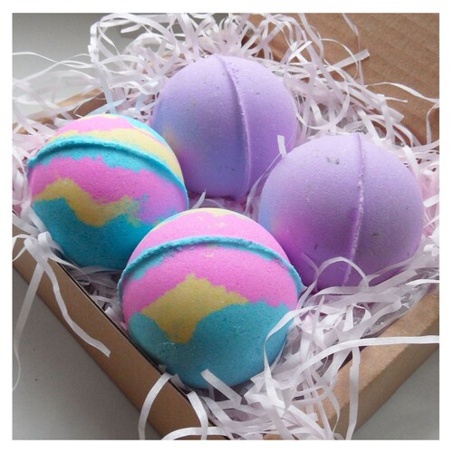 Bath Bombs Vegan Mango Scented Handmade Box of 4 Etsy UK