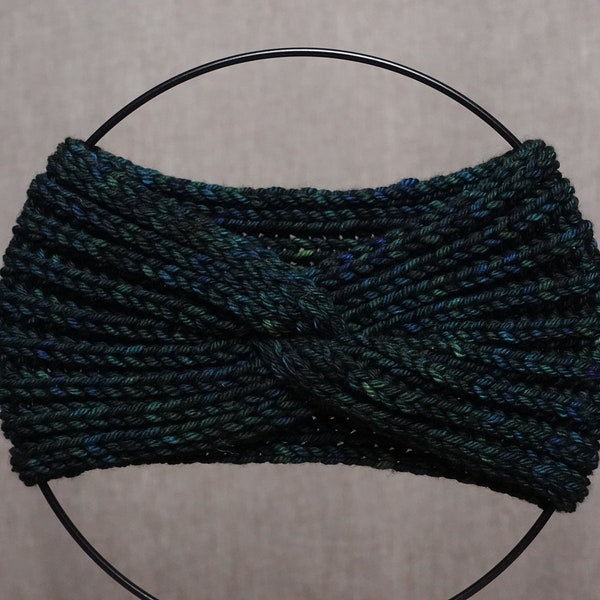 Woll-Stirnband (Malabrigo Rios - 051 vaa) Stirnband Damen mit Knoten I weiche + besondere Merinowolle I Ohrenwärmer Frühling + Herbst