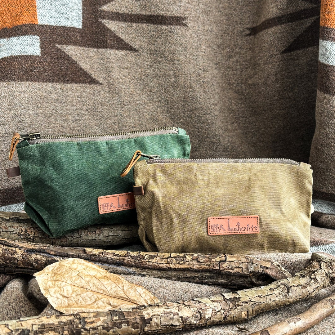 Waxed Canvas Zipper Pouch, Canvas Tool Pouch, Canvas Dopp Kit Bag