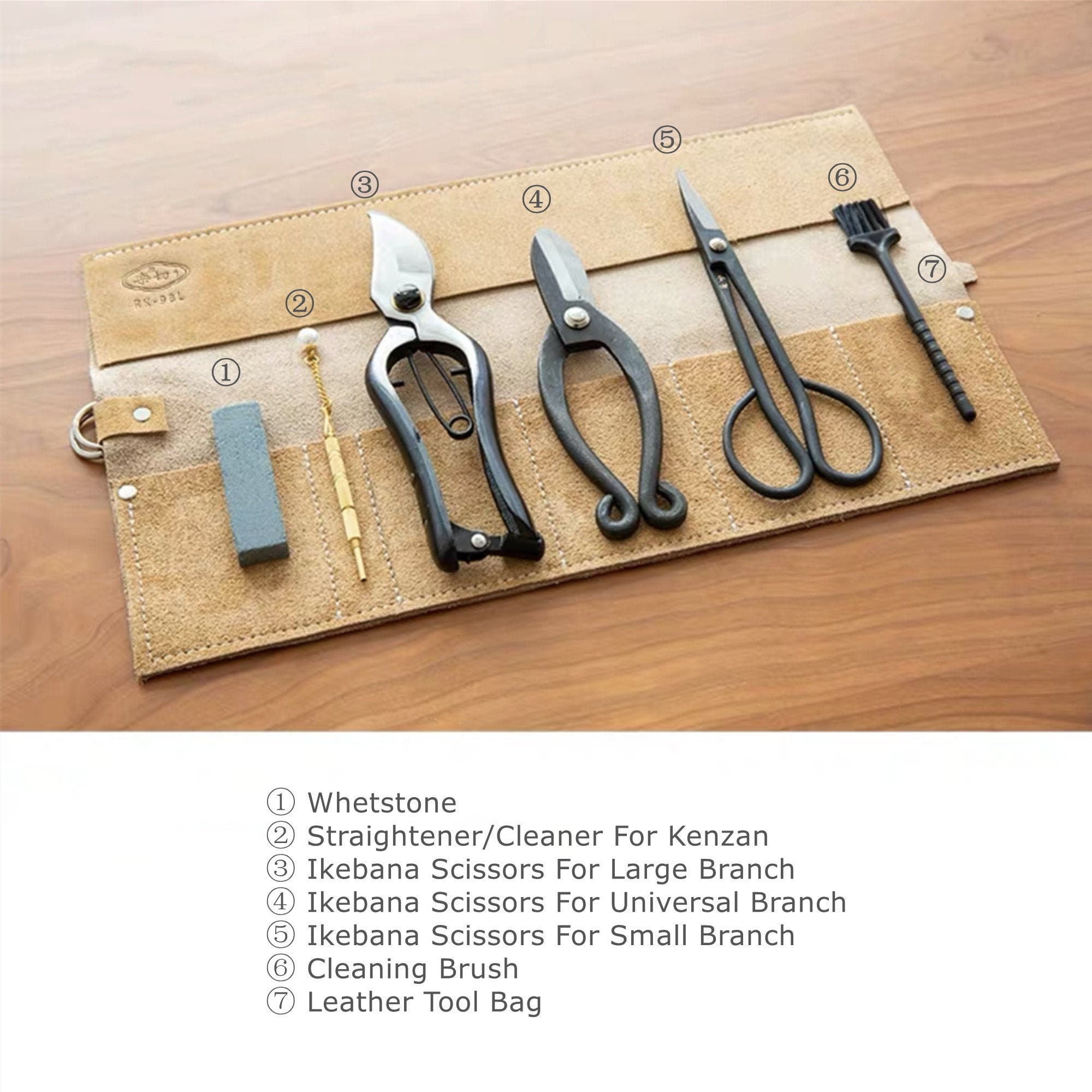 Japanese Ikebana Scissors Set Of 7 Ikebana Scissors/Leather Etsy