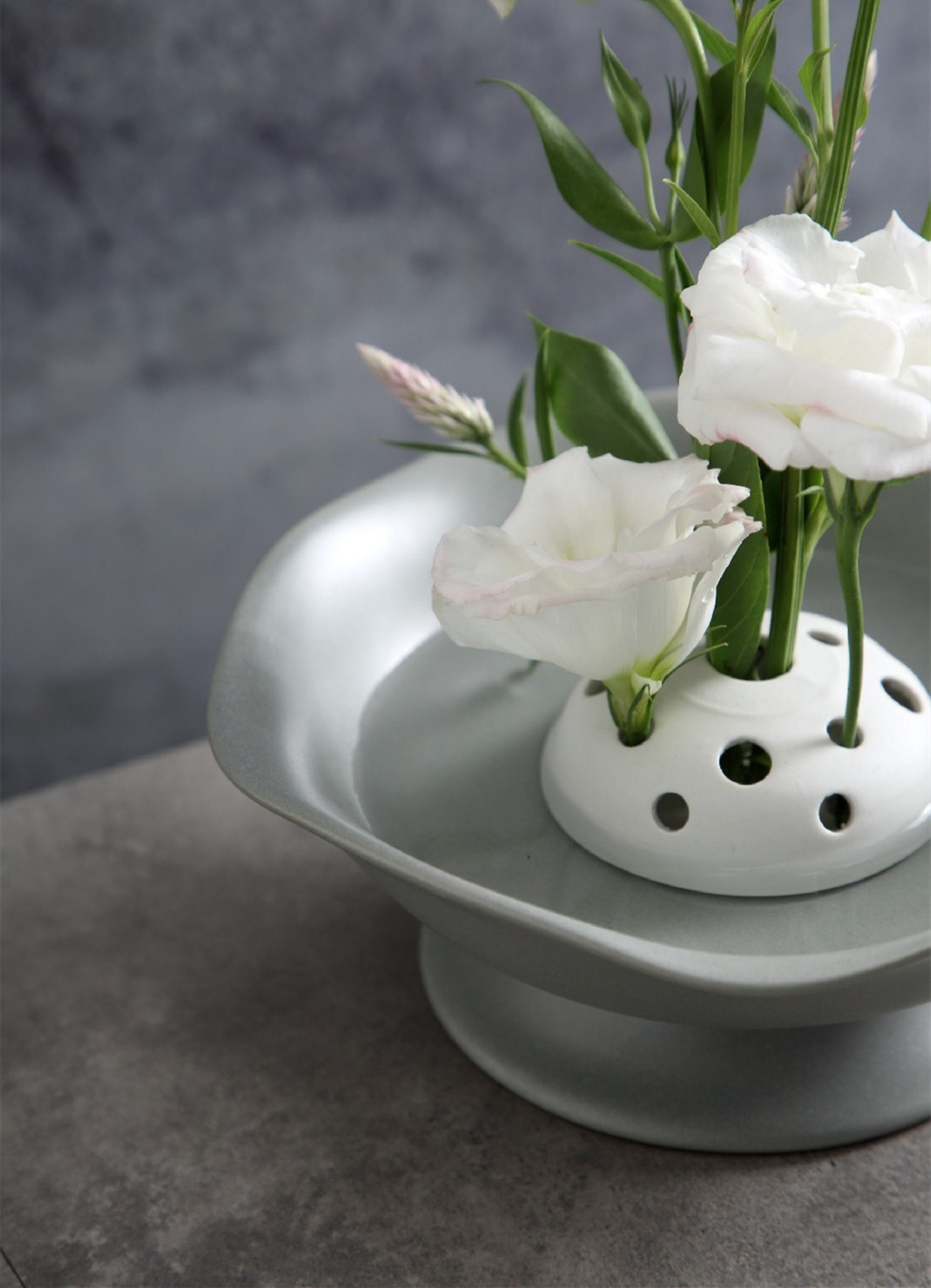 The Floral Society Ceramic Flower Frog Bowl & Taper Holder