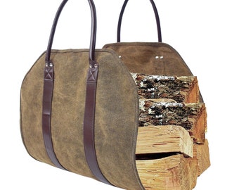 COPERCHIO del contenitore grande Carry Storage Bag Sacchi di Tela Carrier Tote Bag Borsa per legna da ardere 