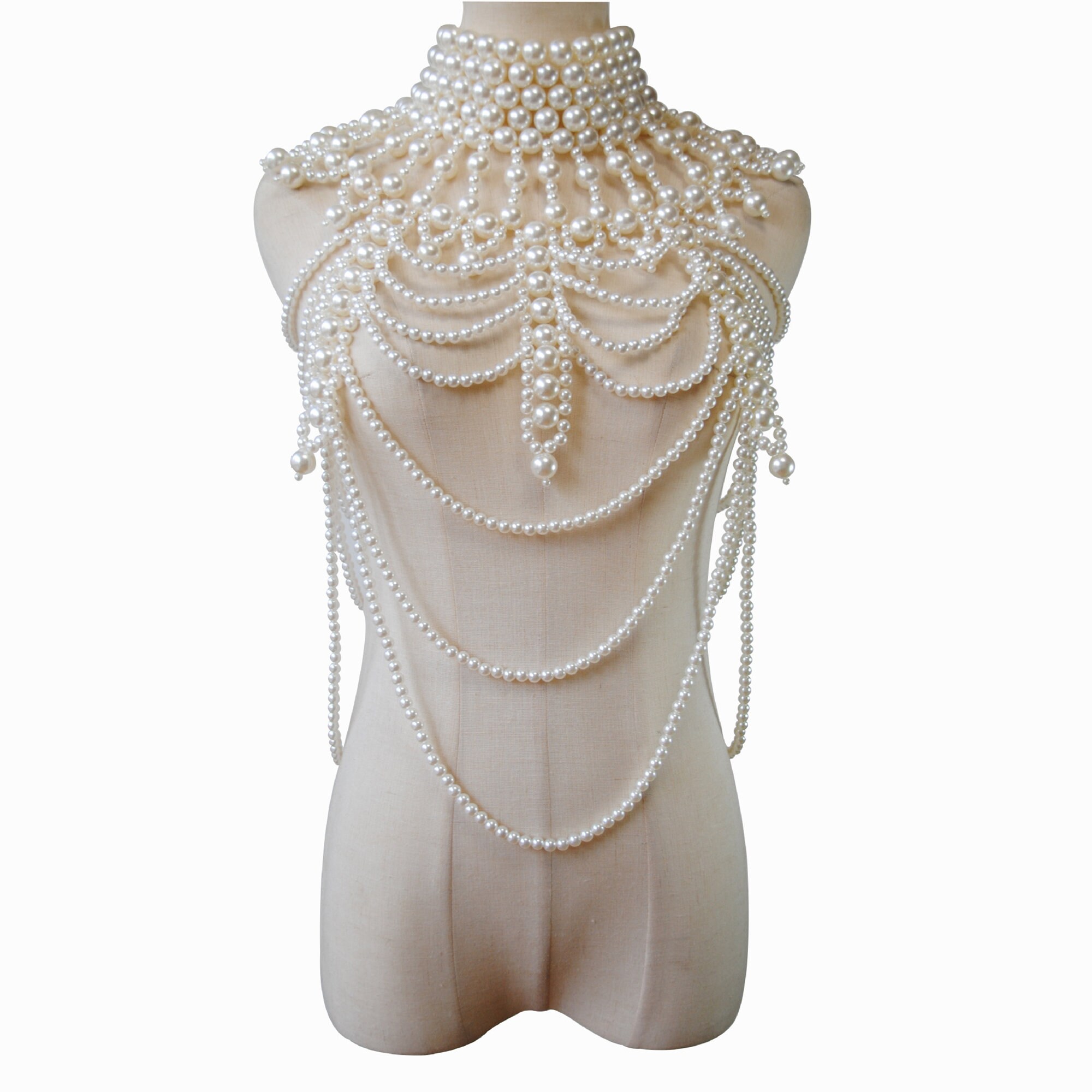 Vintage Pearl Body Chain/pearl Shawl Necklace/beaded Etsy