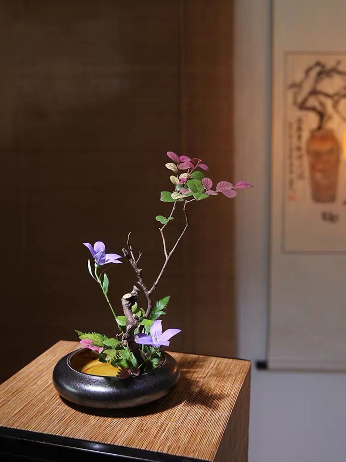 japanese-ikebana-set-of-4-ikebana-vase-metal-kenzan-ikebana-etsy