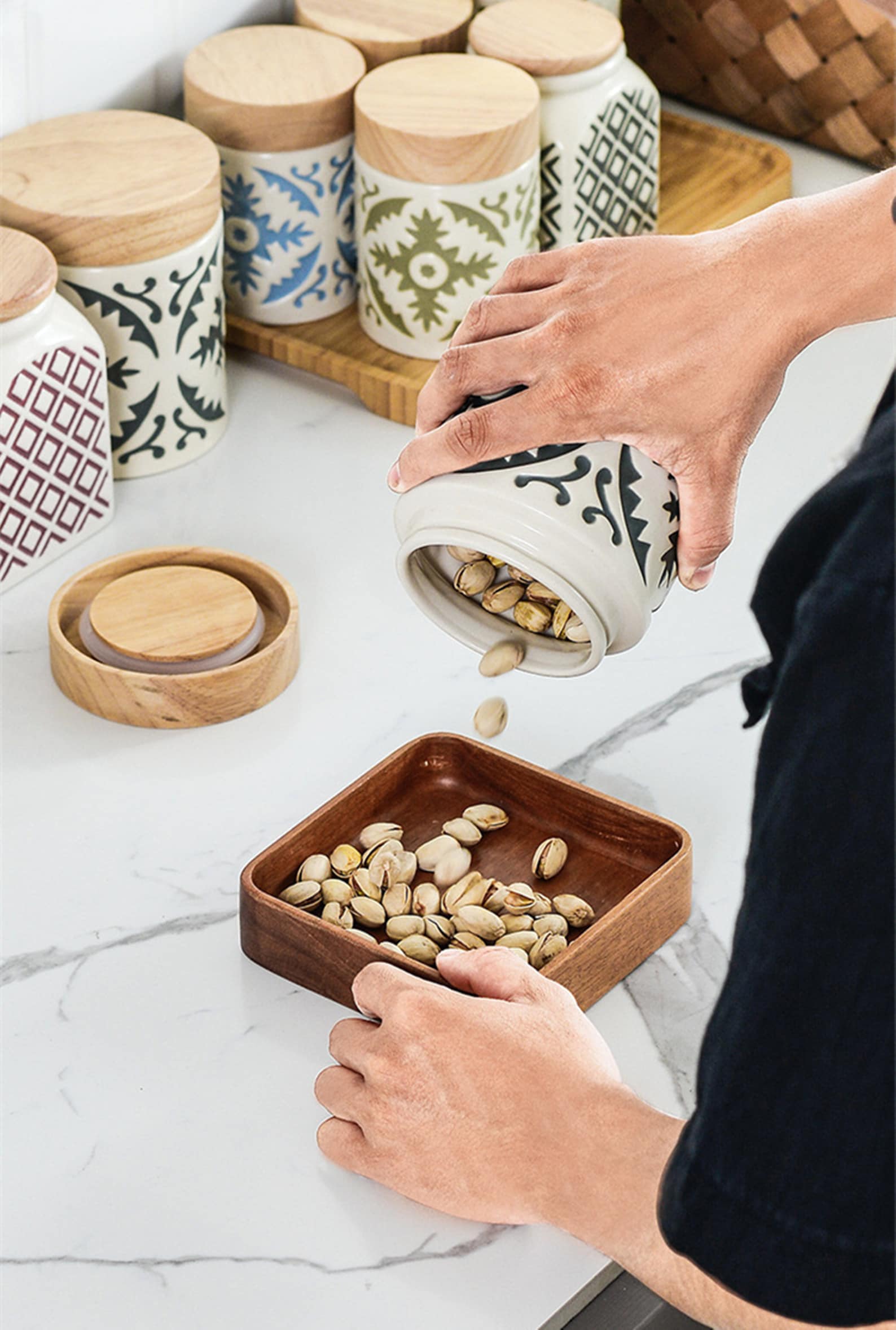 3 Colors Hand Painted Ceramic storage jars with lids/Ceramic Etsy