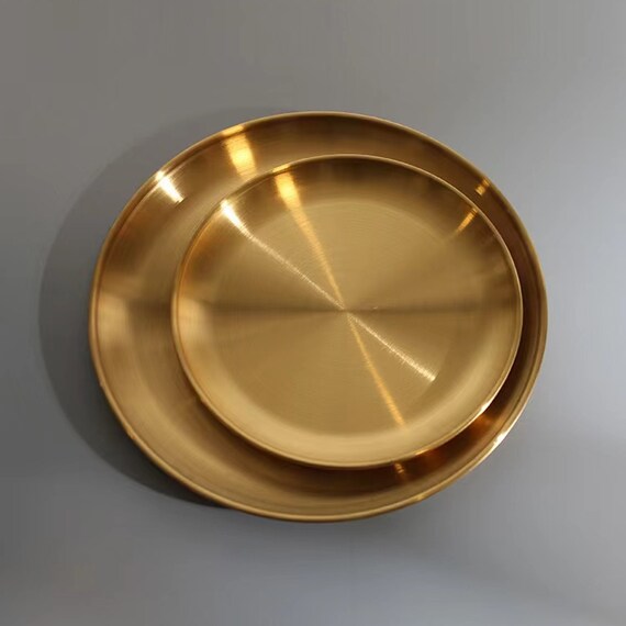 Gold Steel Round Tray/metal Round Decorative Tray/round Etsy