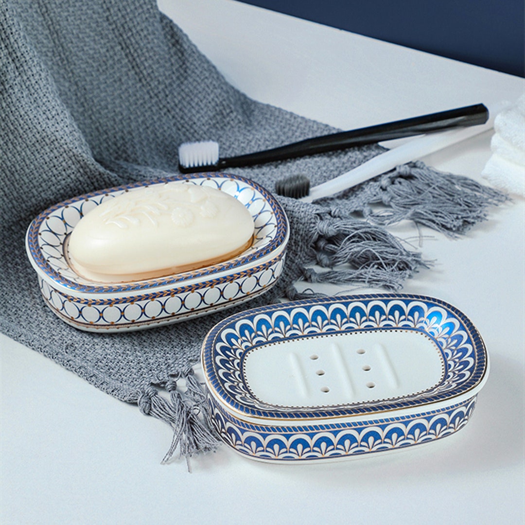 Self Draining Soap Dish - Indigo Mud - Ceramics & Pottery, Plates & Saucers  - ArtPal