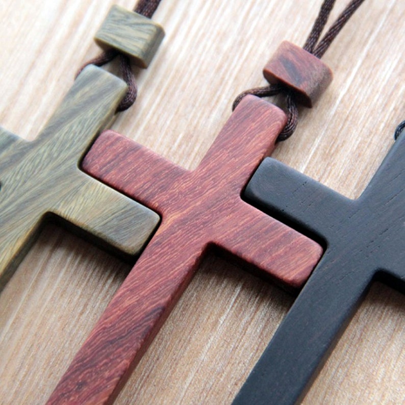 Wood Cross Pendant Necklace/religious Necklace/cross Etsy