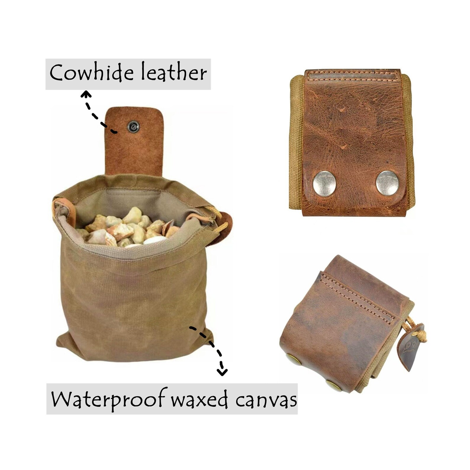 Genuine Leather Waterproof Waxed Canvas Foraging Bag/leather Etsy