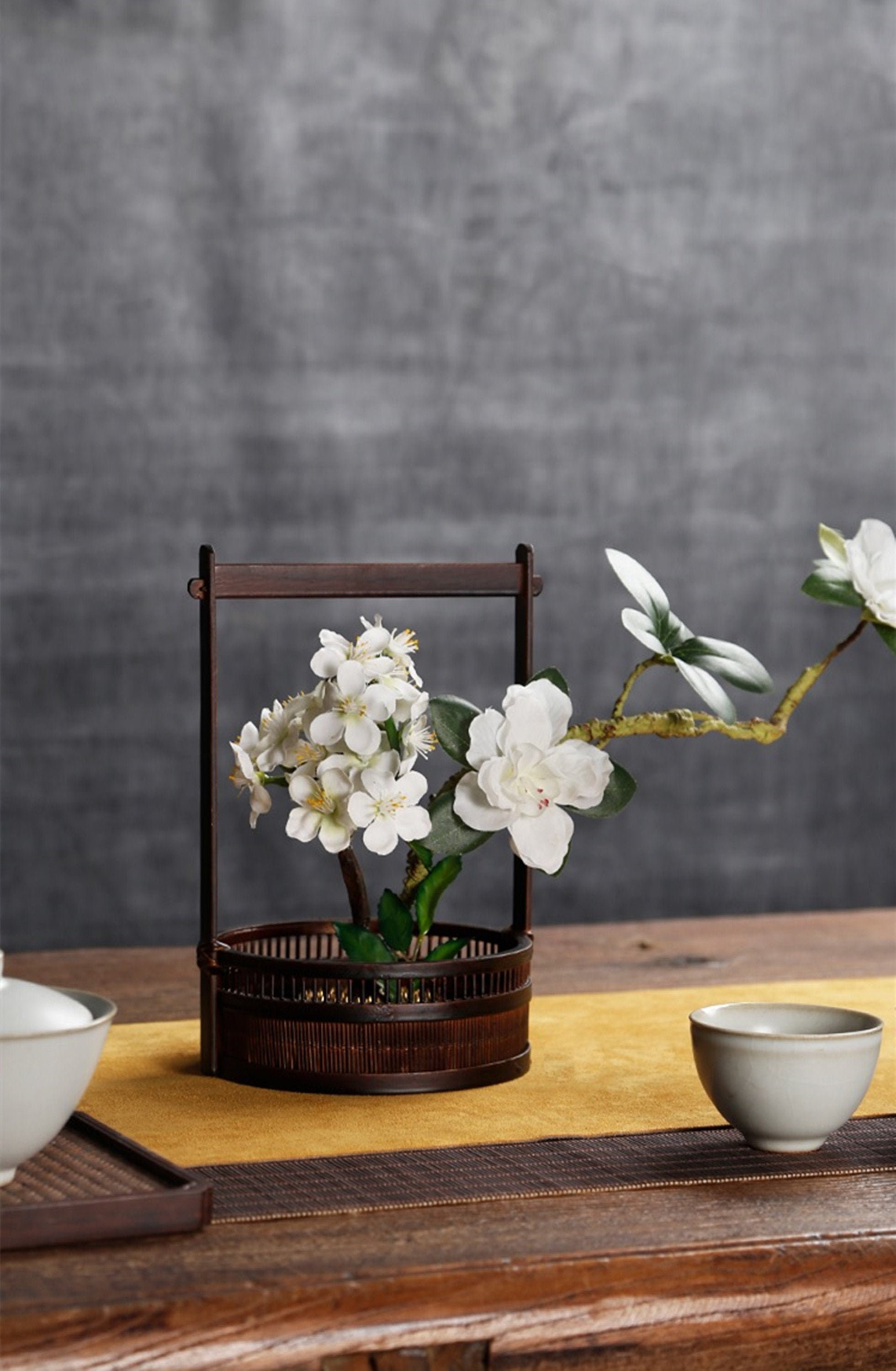 Vintage Bamboo Ikebana Basket Set Of 2/Vintage Flower Etsy