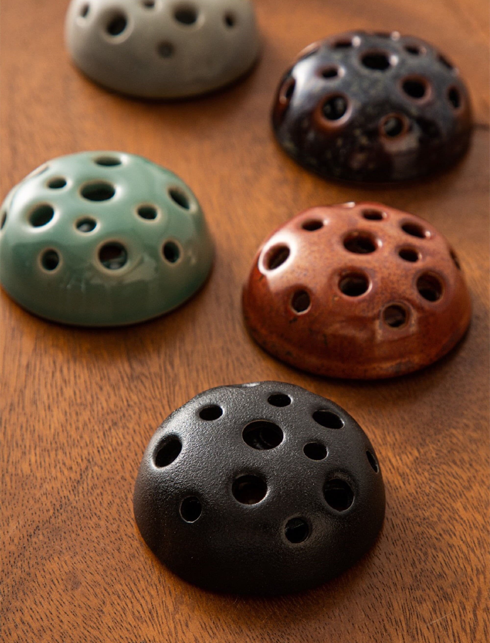 5 Colors Ceramic Flower Holder/ceramic Flower Frog/japanese Etsy