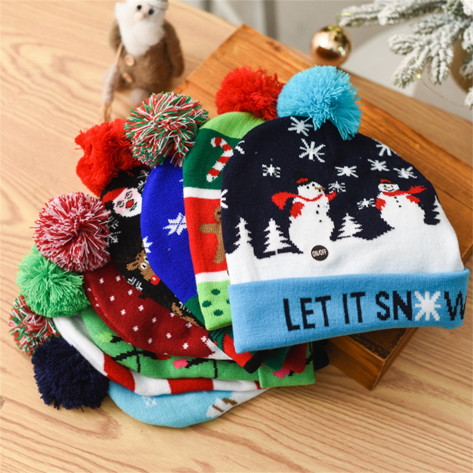LED Christmas Hat/light up Christmas Hat/unisex Knitted Etsy