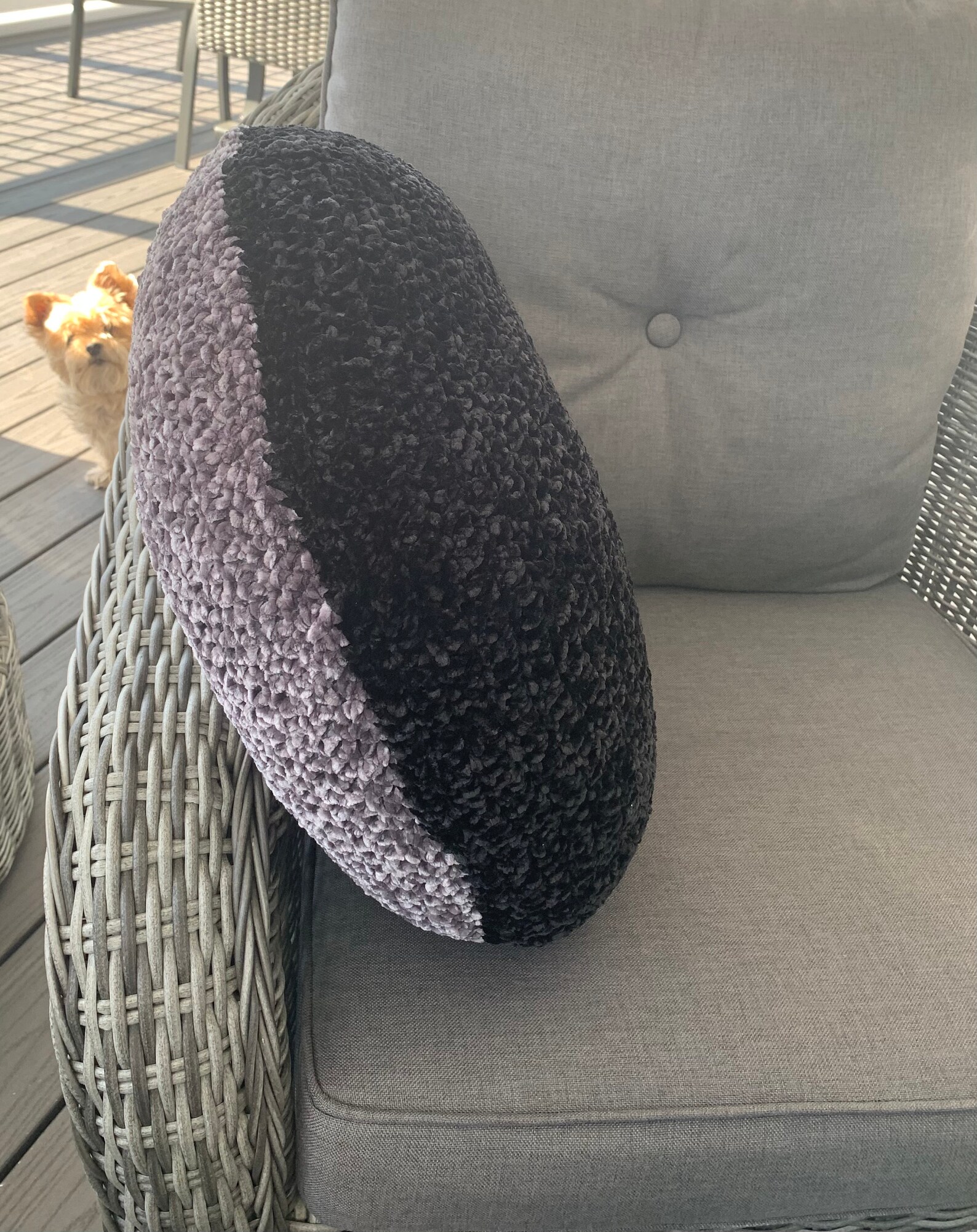 Retro Velvet Circle Pillow Black/grey Etsy