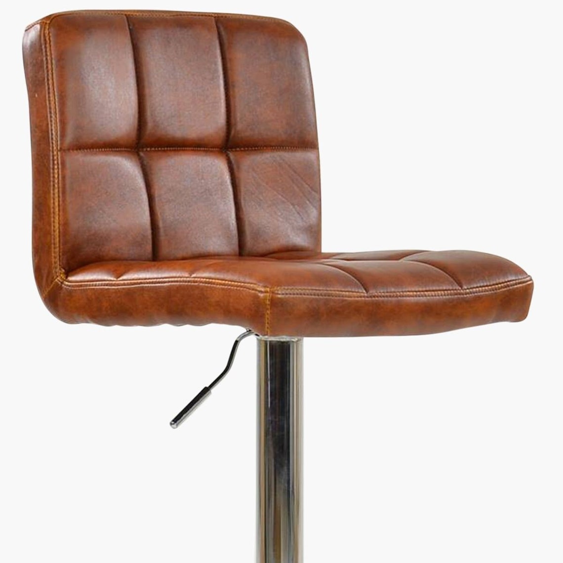 Brown Leather Breakfast Bar Stool Seat Vintage Industrial Etsy UK