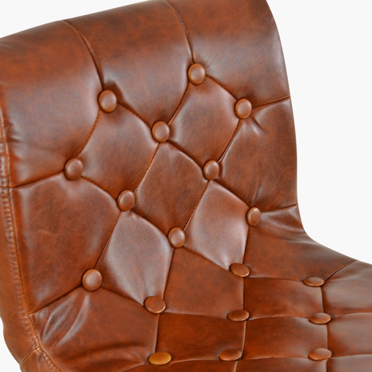 Brown Leather Breakfast Bar Stool Buttoned Seat Vintage Etsy UK