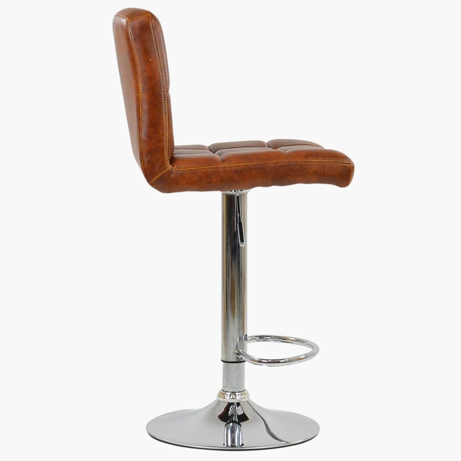 Brown Leather Breakfast Bar Stool Seat Vintage Industrial Etsy UK