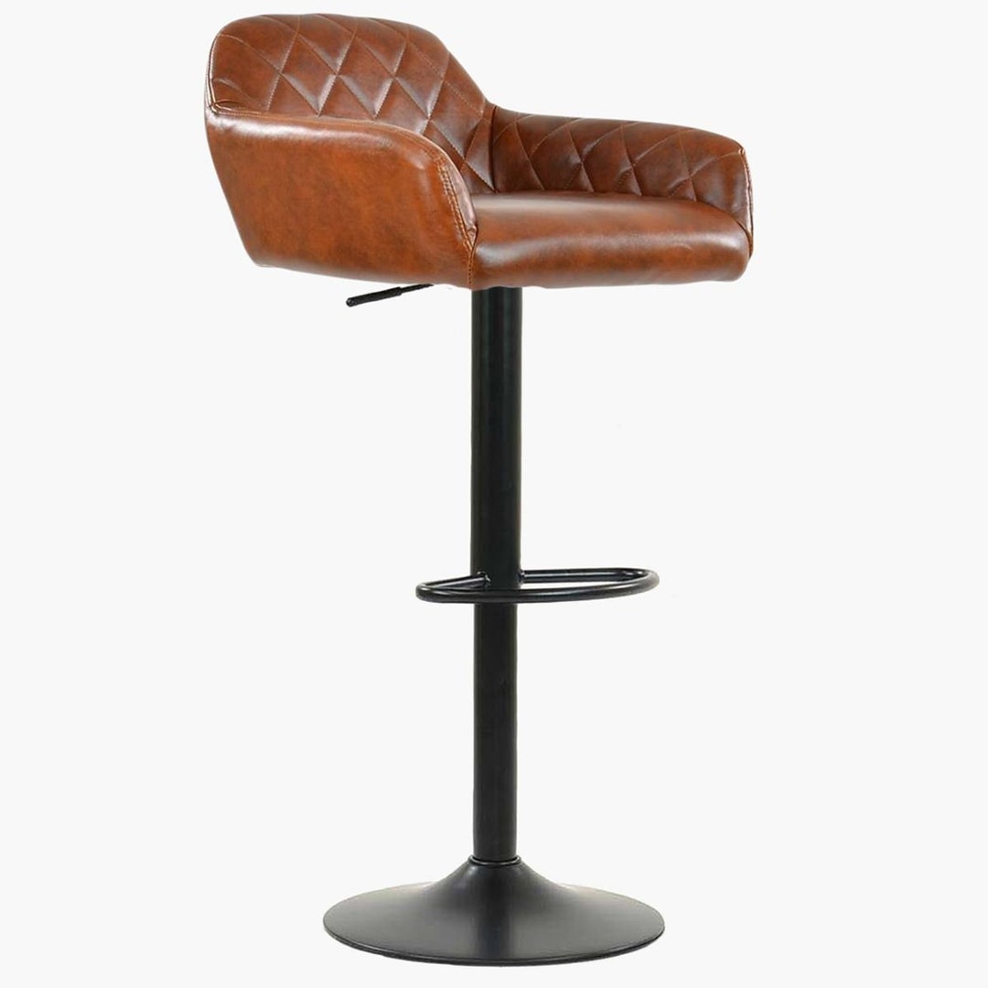 Bar Stools Faux Leather Breakfast Bar Kitchen Stool With Backs Brown