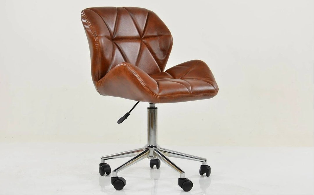 Leather Office Chair Desk Chair Faux Brown Black Vintage Home Swivel