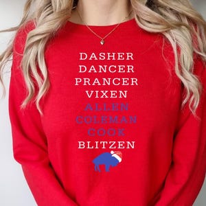 Bills Shirt, Buffalo Bills Christmas Sweatshirt, AllenColemanKnox, DasherDancerAllenColemanCook