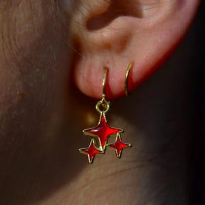18k Gold Plated Star Dangle Hoop Earrings – Hypoallergenic