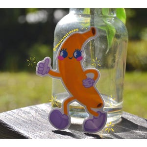 Retro Groovy Vinyl Aufkleber - Bananen Maskottchen, Laptop Aufkleber, Wasserflasche Aufkleber, Autoaufkleber, Laptop Aufkleber, Handgezeichnet