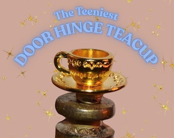 Gold Teacup Door Hinge Topper, Magnetic Micro Decor