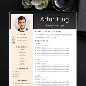 CV Template English 1, 2 & 3 pages + Cover Letter + References (all inclusive package) #6 N.J. Studio