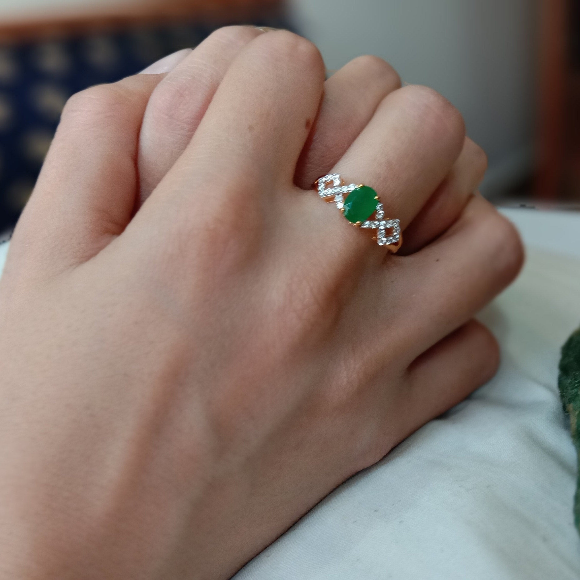 Grüner Stein Ring Smaragd Stein Ring Goldring für Frauen Etsy