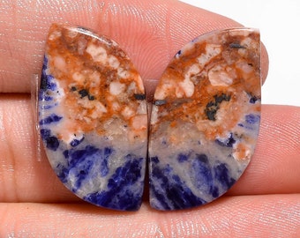 31.00 Ct Sodalite Fancy Shape Cabochon Loose Gemstone,Natural Sodalite Gemstone Pair,Gem For Earring,Gemstone Pair,Sodalite Pair