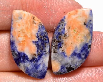 31.00 Ct Sodalite Fancy Shape Cabochon Loose Gemstone,Natural Sodalite Gemstone Pair,Gem For Earring,Gemstone Pair,Sodalite Pair