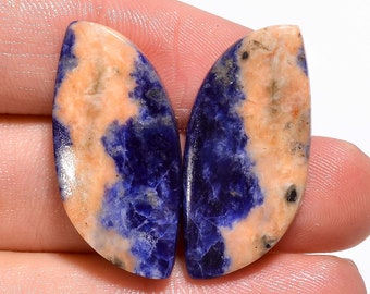 31.00 Ct Sodalite Fancy Shape Cabochon Loose Gemstone,Natural Sodalite Gemstone Pair,Gem For Earring,Gemstone Pair,Sodalite Pair