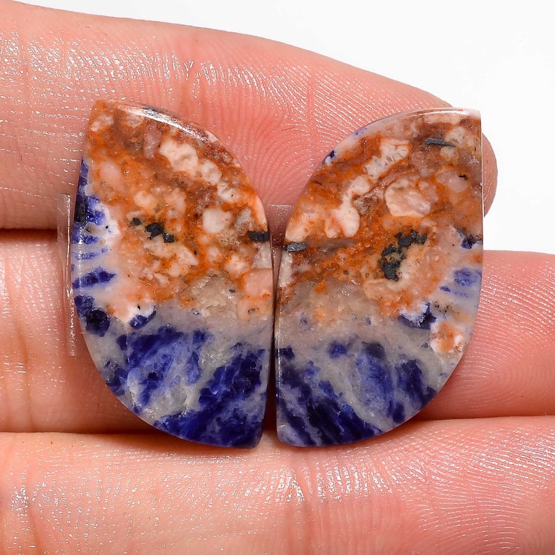 31.00 Ct Sodalite Fancy Shape Cabochon Loose Gemstone,Natural Sodalite Gemstone Pair,Gem For Earring,Gemstone Pair,Sodalite Pair