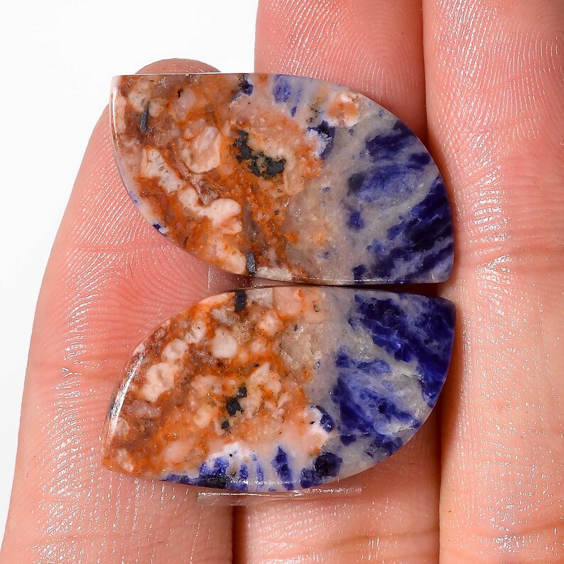 31.00 Ct Sodalite Fancy Shape Cabochon Loose Gemstone,Natural Sodalite Gemstone Pair,Gem For Earring,Gemstone Pair,Sodalite Pair