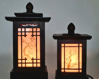 Korean traditional crafts Four Gracious Plants Hanji lantern Antique mood lamp Mood light 2type