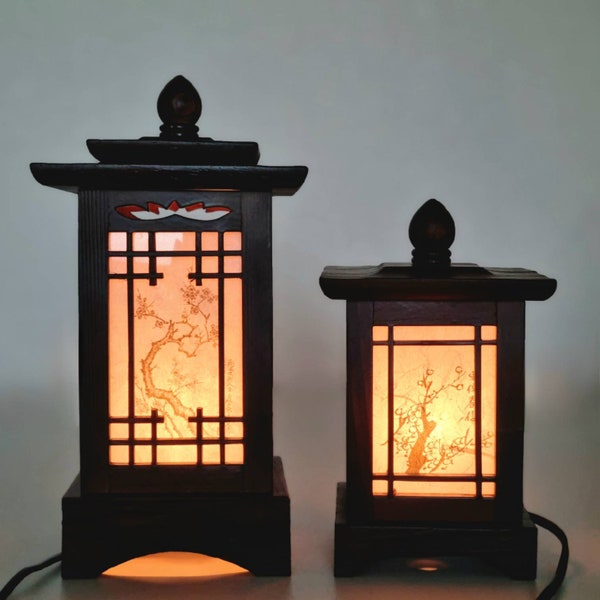 Artisanat traditionnel coréen Quatre plantes gracieuses Lanterne hanji Lampe d'ambiance antique Lumière d'ambiance 2 types